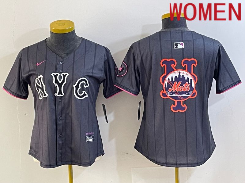 Women New York Mets Blank Black City Edition 2024 Nike MLB Jersey style 5